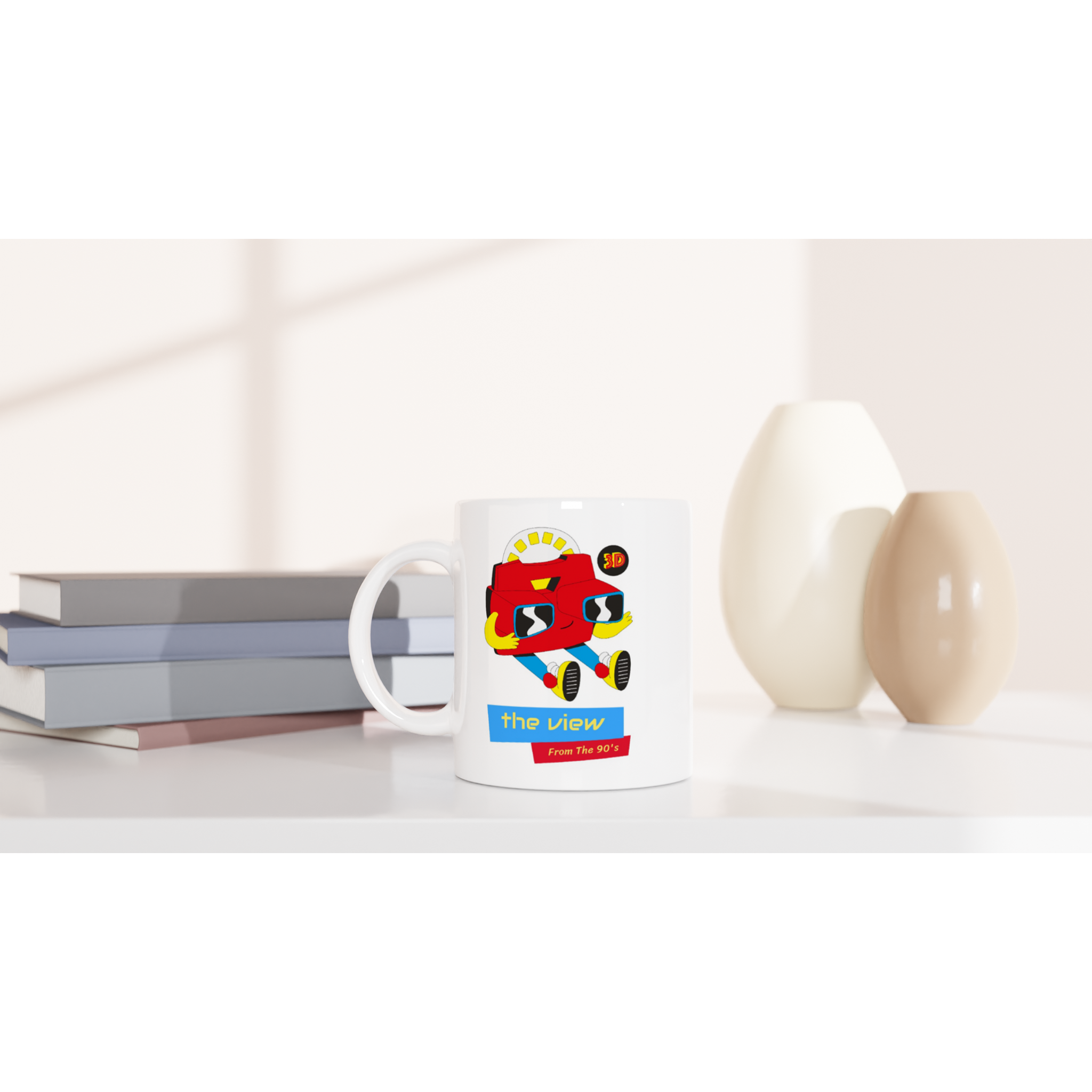 The View From The 90's - White 11oz Ceramic Mug White 11oz Mug Globally Fulfilled Retro