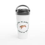 Love The Planet - White 15oz Stainless Steel Travel Mug Travel Mug animal Environment Globally Fulfilled