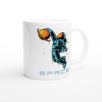 Astronaut Basketball - White 11oz Ceramic Mug White 11oz Mug Globally Fulfilled Space