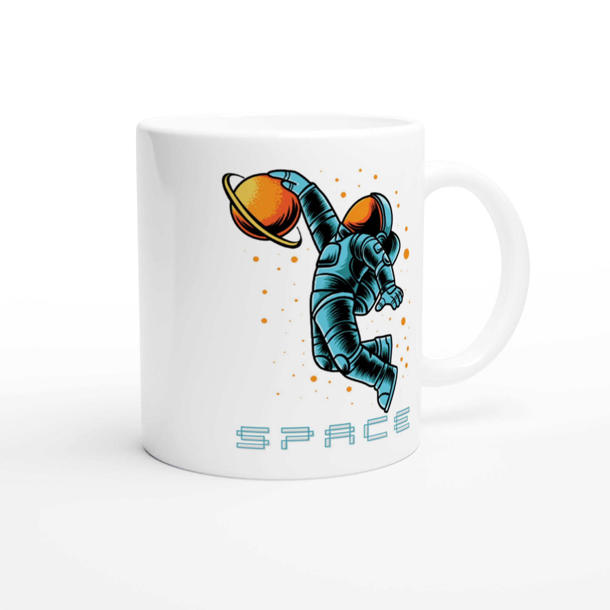 Astronaut Basketball - White 11oz Ceramic Mug White 11oz Mug Globally Fulfilled Space