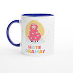 Hate Drama? No Probllama - White 11oz Ceramic Mug with Colour Inside ceramic blue Colour 11oz Mug animal Globally Fulfilled
