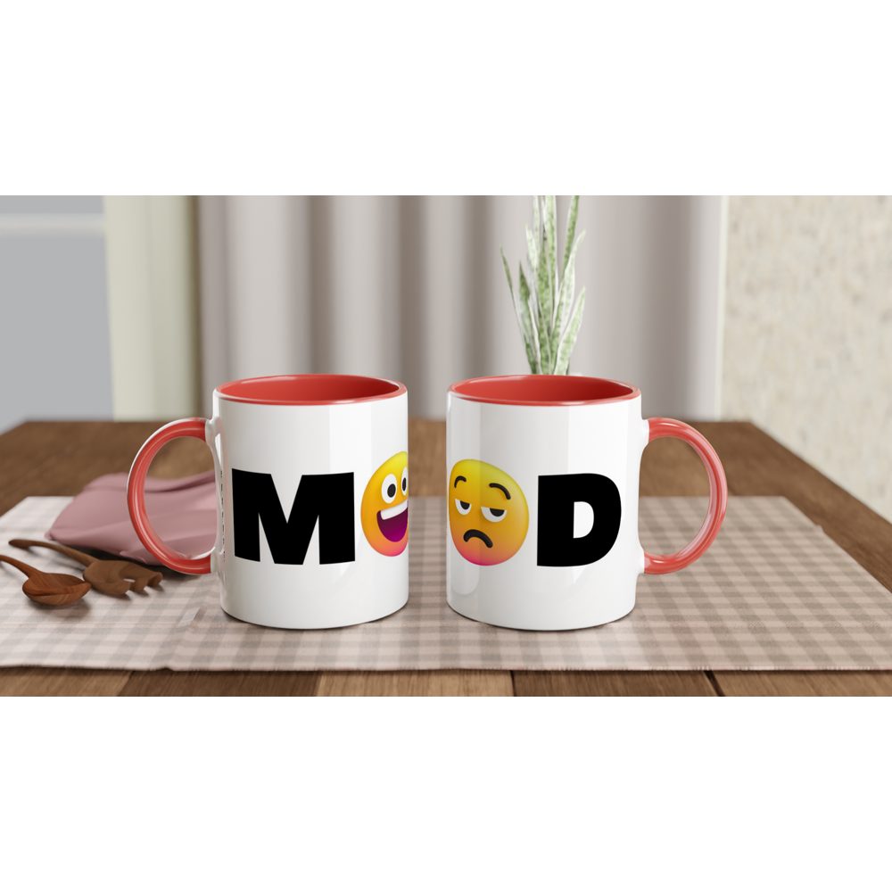 Mood Emoji - White 11oz Ceramic Mug with Colour Inside Colour 11oz Mug Funny Globally Fulfilled