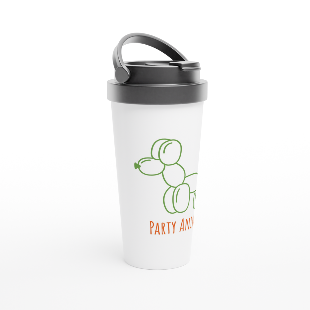 Party Animal - White 15oz Stainless Steel Travel Mug Travel Mug Funny Globally Fulfilled