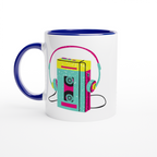 Wired For Sound, Music Player - White 11oz Ceramic Mug with Colour Inside Colour 11oz Mug Globally Fulfilled Music Retro