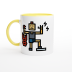 Rock And Roll - White 11oz Ceramic Mug with Colour Inside ceramic yellow Colour 11oz Mug Globally Fulfilled Music