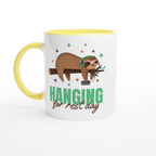 Hanging For Rest Day - White 11oz Ceramic Mug with Colour Inside ceramic yellow Colour 11oz Mug animal Fitness Globally Fulfilled