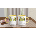 Avocuddles, Holy Guacamole White 11oz Ceramic Mug with Colour Inside ceramic yellow Colour 11oz Mug Globally Fulfilled Love
