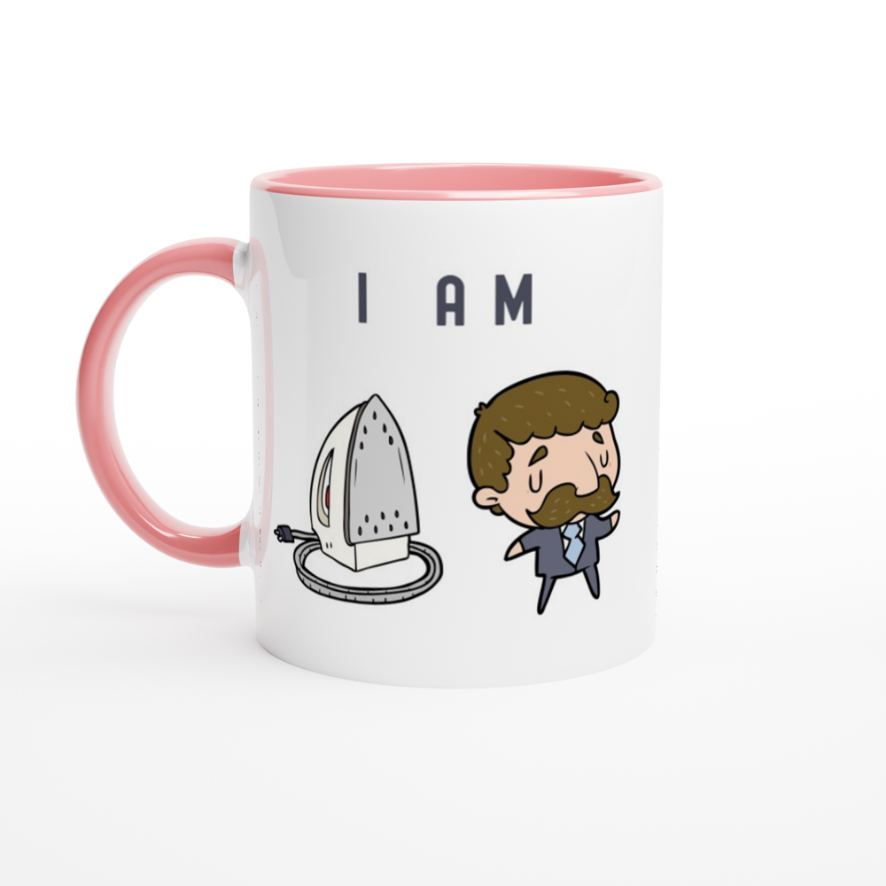 I Am Ironing Man - White 11oz Ceramic Mug with Colour Inside ceramic pink Colour 11oz Mug Funny Globally Fulfilled