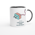 Status: Unplugged From Social Media - White 11oz Ceramic Mug With Colour Inside Colour 11oz Mug Globally Fulfilled