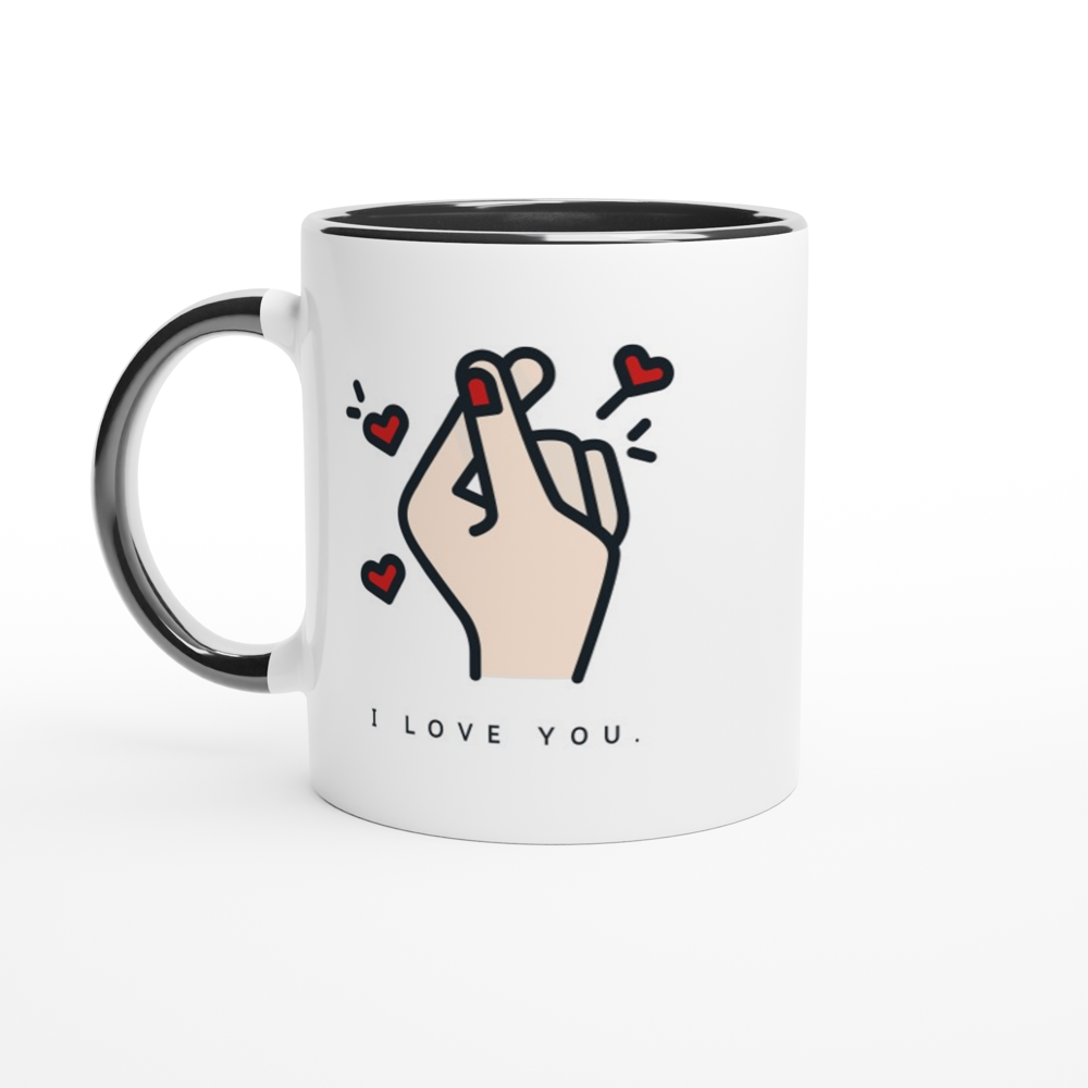 I Love You White 11oz Ceramic Mug with Colour Inside ceramic black Colour 11oz Mug Globally Fulfilled Love