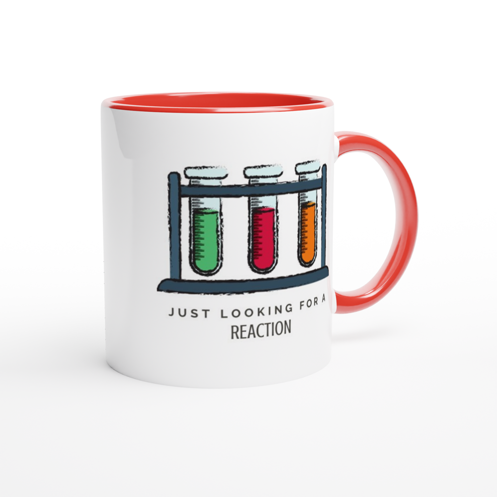 Test Tubes, Just Looking For A Reaction - White 11oz Ceramic Mug with Colour Inside Colour 11oz Mug Globally Fulfilled Science