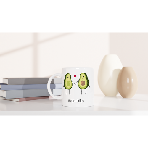 Avocuddles, Holy Guacamole - White 11oz Ceramic Mug White 11oz Mug Globally Fulfilled Outside Australia