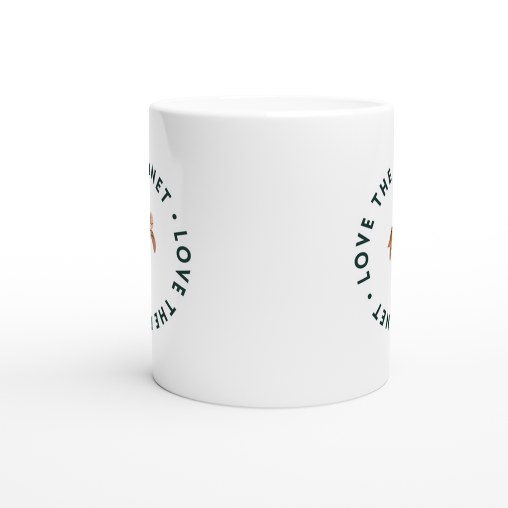 Love The Planet - White 11oz Ceramic Mug White 11oz Mug Environment Globally Fulfilled