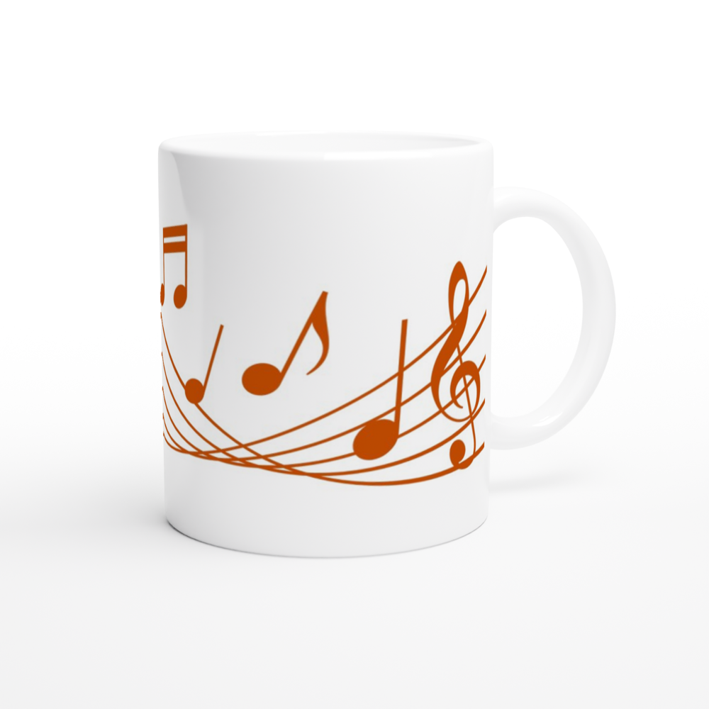 Music Notes - White 11oz Ceramic Mug White 11oz Mug Globally Fulfilled Music