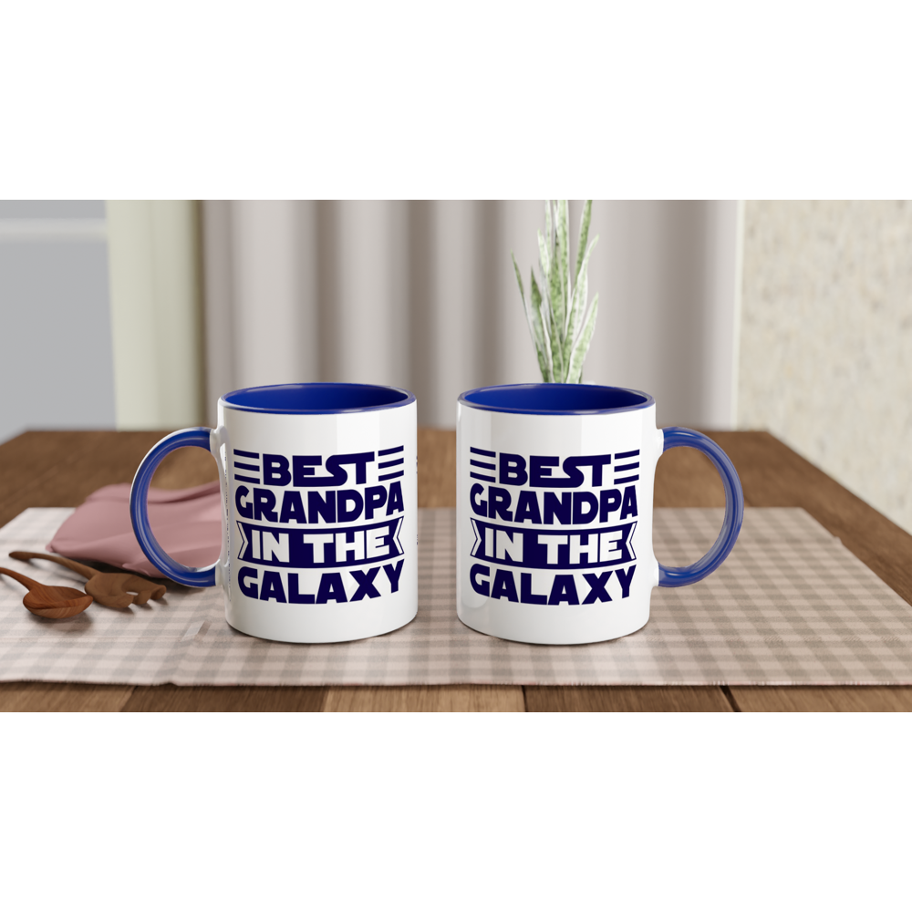 Best Grandpa In The Galaxy - White 11oz Ceramic Mug with Colour Inside Colour 11oz Mug Dad Globally Fulfilled