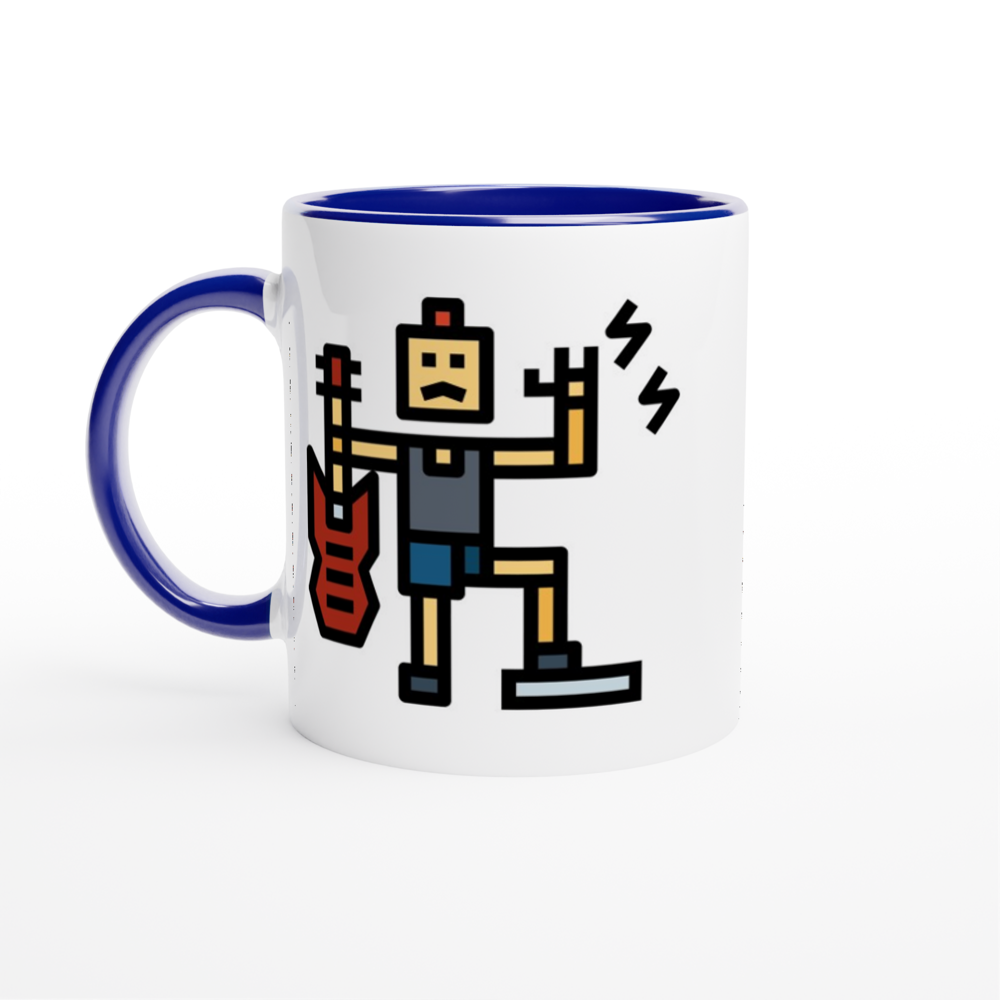 Rock And Roll - White 11oz Ceramic Mug with Colour Inside ceramic blue Colour 11oz Mug Globally Fulfilled Music