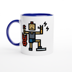 Rock And Roll - White 11oz Ceramic Mug with Colour Inside ceramic blue Colour 11oz Mug Globally Fulfilled Music