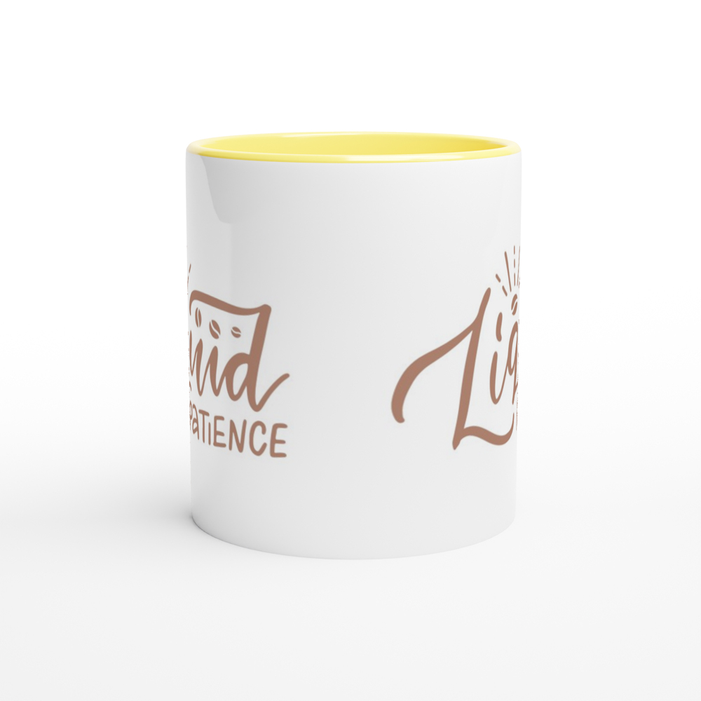 Liquid Patience - White 11oz Ceramic Mug with Colour Inside Colour 11oz Mug Coffee Globally Fulfilled