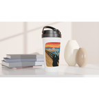 Alien Scream - White 15oz Stainless Steel Travel Mug Travel Mug Globally Fulfilled Sci Fi