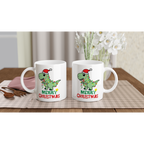 Dinosaur Christmas - White 11oz Ceramic Mug Christmas Mug Globally Fulfilled