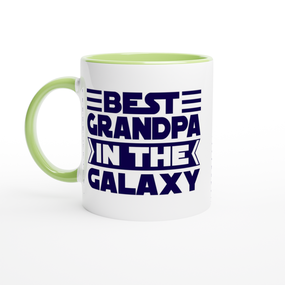 Best Grandpa In The Galaxy - White 11oz Ceramic Mug with Colour Inside ceramic green Colour 11oz Mug Dad Globally Fulfilled