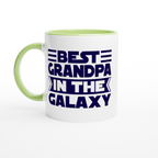 Best Grandpa In The Galaxy - White 11oz Ceramic Mug with Colour Inside ceramic green Colour 11oz Mug Dad Globally Fulfilled