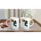 Astronaut Basketball - White 11oz Ceramic Mug White 11oz Mug Globally Fulfilled Space