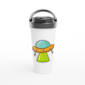 UFO - White 15oz Stainless Steel Travel Mug White 15oz Stainless Steel Travel Mug Travel Mug Globally Fulfilled Sci Fi