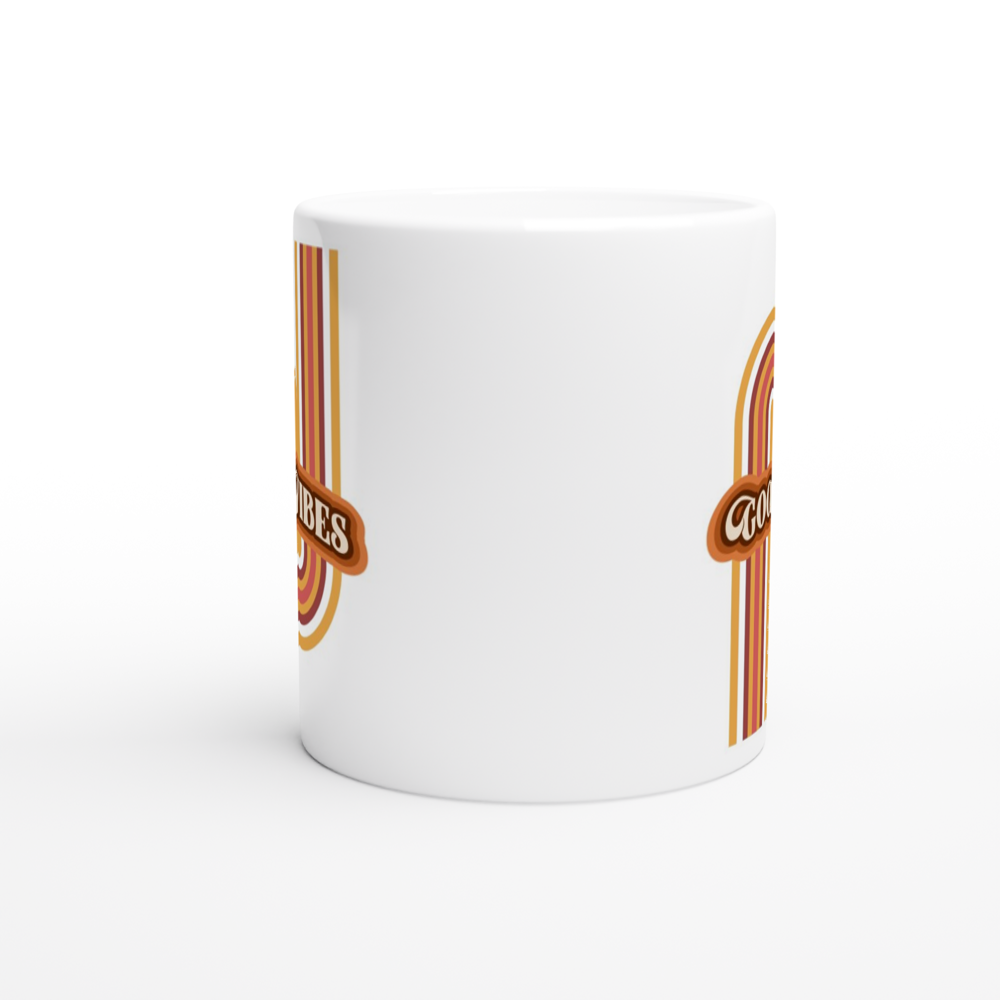 Good Vibes - White 11oz Ceramic Mug White 11oz Mug Globally Fulfilled Retro