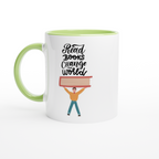 Read Books, Change The World - White 11oz Ceramic Mug with Colour Inside ceramic green Colour 11oz Mug Globally Fulfilled Reading