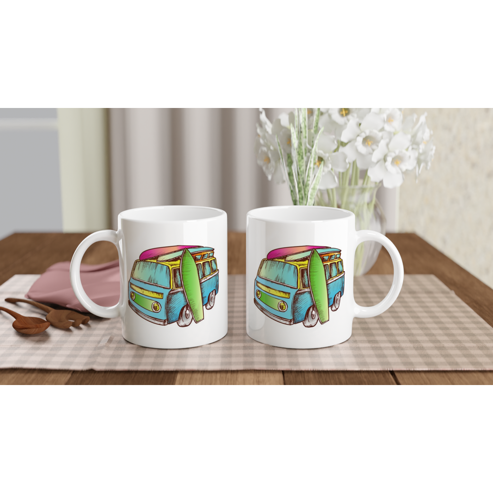 Surf Trip - White 11oz Ceramic Mug White 11oz Mug Globally Fulfilled Summer Surf