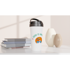 Keep It groovy - White 15oz Stainless Steel Travel Mug Travel Mug Globally Fulfilled Retro