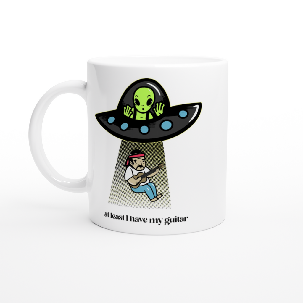 Guitarist Alien Abduction - White 11oz Ceramic Mug Default Title White 11oz Mug Globally Fulfilled Music Sci Fi