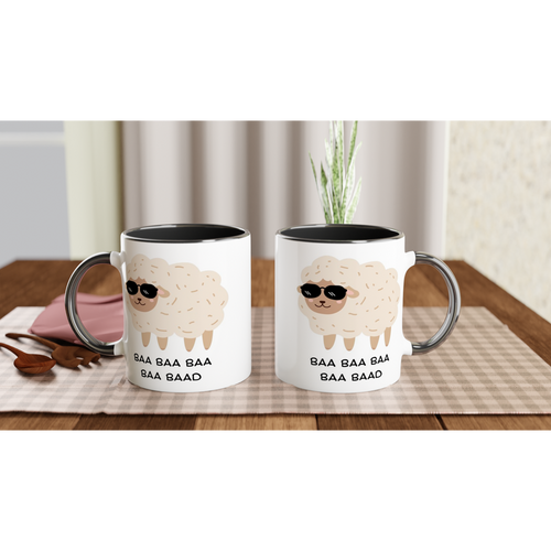 Baa Baa Baa Baa Baad - White 11oz Ceramic Mug with Colour Inside Colour 11oz Mug animal Globally Fulfilled