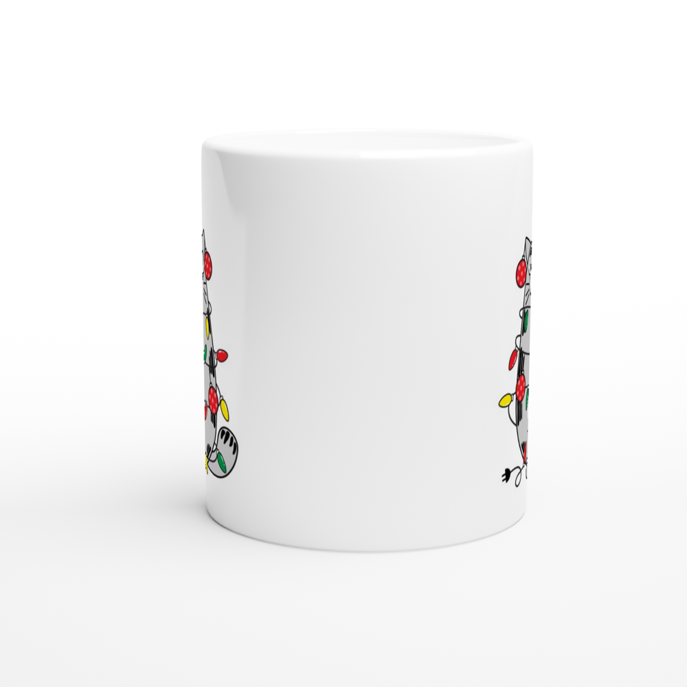 Christmas Cat - White 11oz Ceramic Mug Christmas Mug Globally Fulfilled