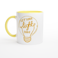Let Your Light Shine White 11oz Ceramic Mug with Colour Inside ceramic yellow Colour 11oz Mug Globally Fulfilled Motivation