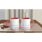 Living The 2D Life White 11oz Ceramic Mug with Colour Inside ceramic red Colour 11oz Mug Games Globally Fulfilled Tech
