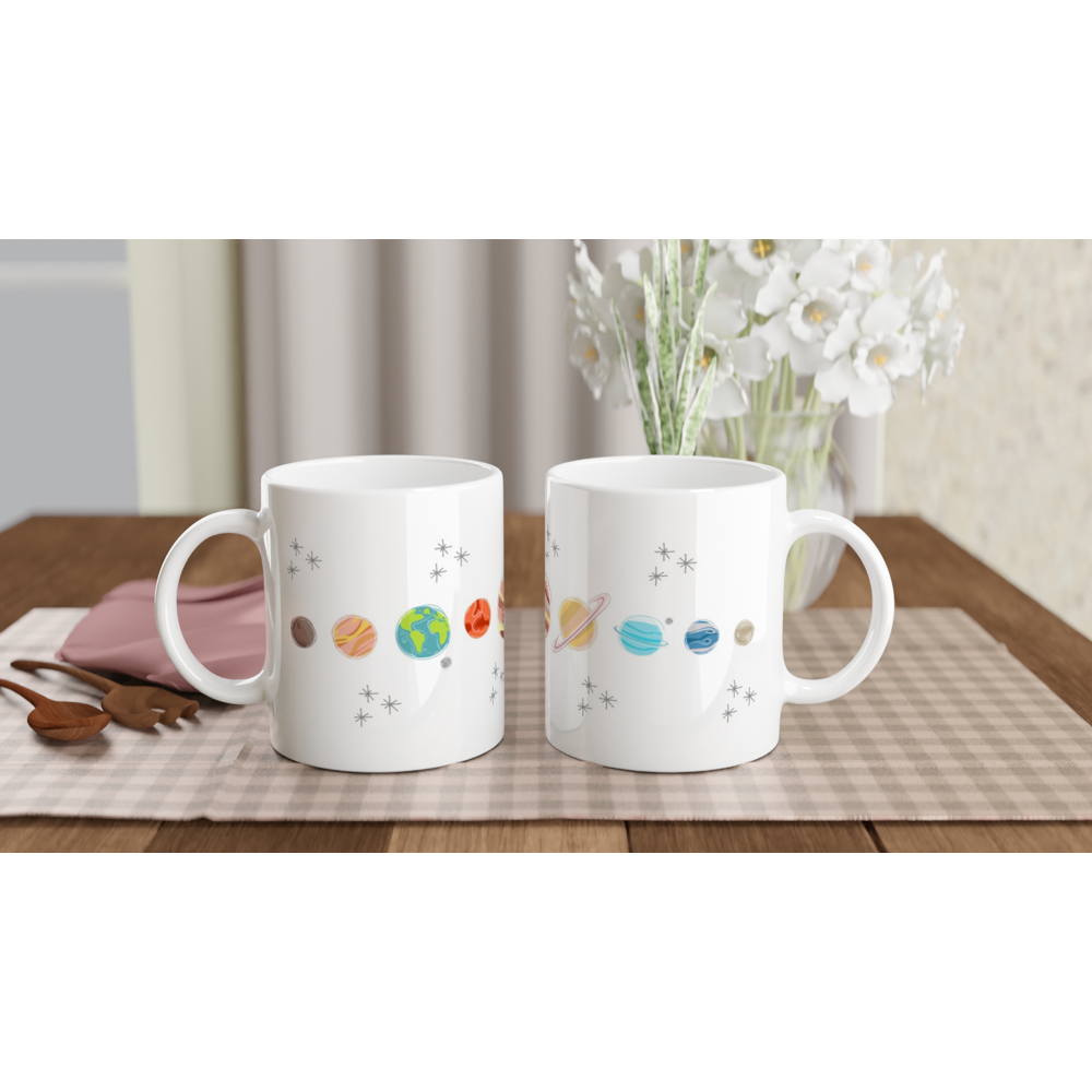 Solar System Planets - White 11oz Ceramic Mug White 11oz Ceramic Mug White 11oz Mug Globally Fulfilled Space