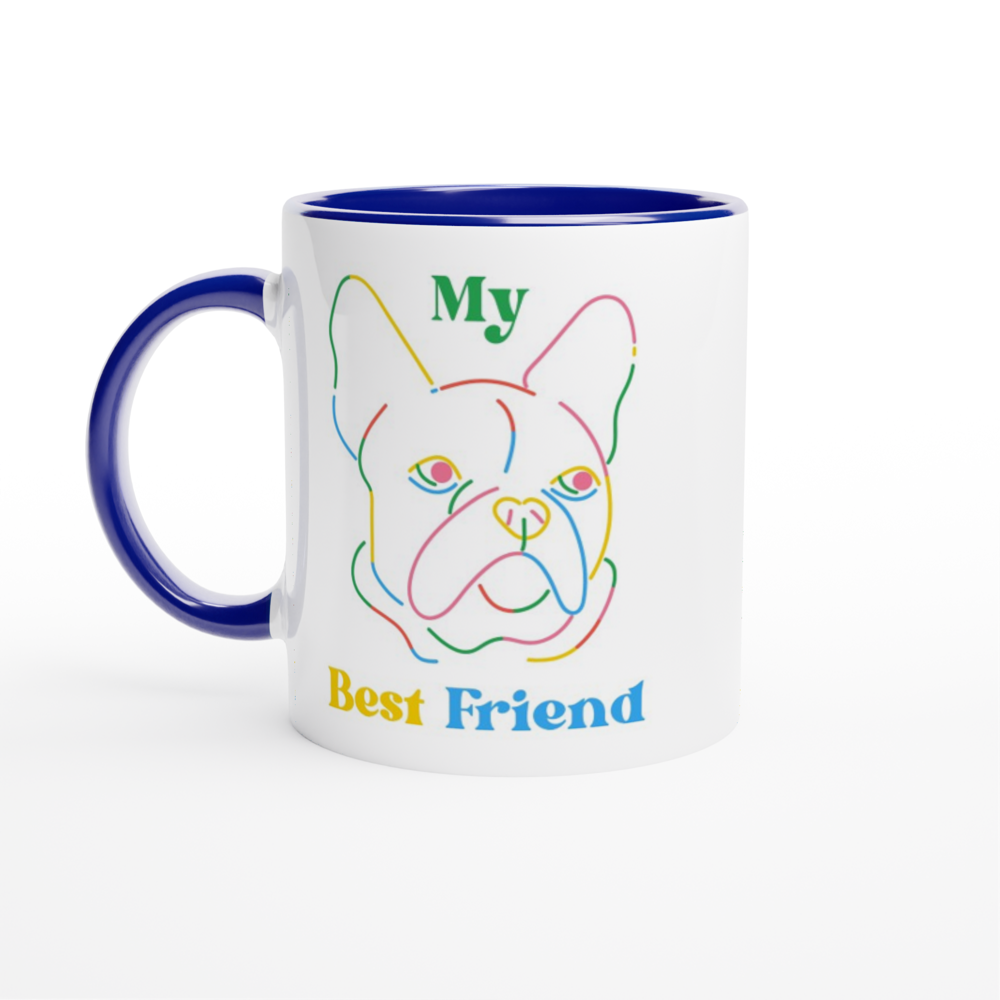 My Best Friend, Dog - White 11oz Ceramic Mug with Colour Inside ceramic blue Colour 11oz Mug animal Globally Fulfilled