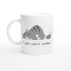 Cat, I Just Can't Today - White 11oz Ceramic Mug White 11oz Mug animal Globally Fulfilled