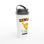 Hello Sunshine - White 15oz Stainless Steel Travel Mug Travel Mug Globally Fulfilled Retro Summer