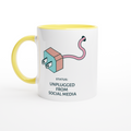 Status: Unplugged From Social Media - White 11oz Ceramic Mug With Colour Inside White 11oz Ceramic Mug with Color Inside Ceramic Yellow Colour 11oz Mug Globally Fulfilled