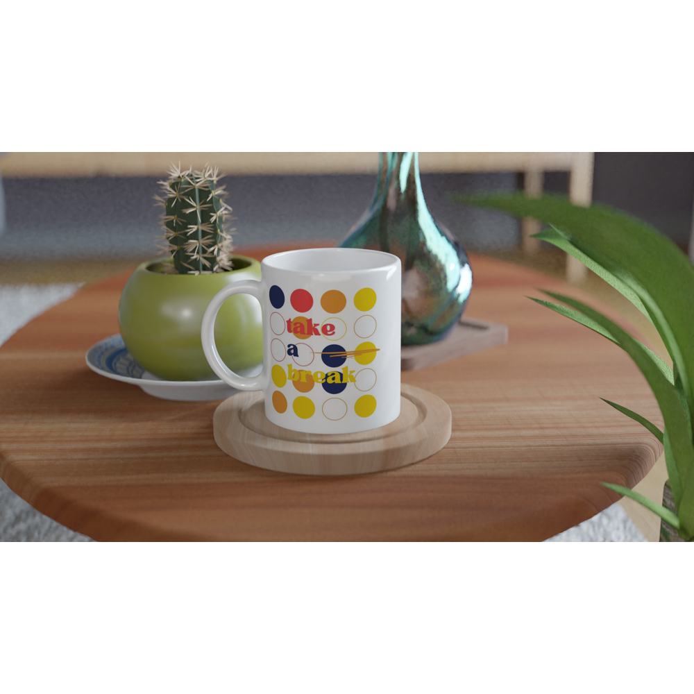 Take A Break - White 11oz Ceramic Mug White 11oz Mug animal Globally Fulfilled Motivation