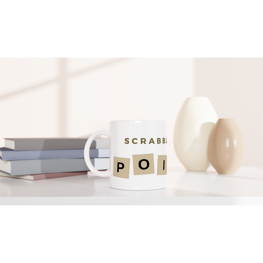 Scrabbling For Points - White 11oz Ceramic Mug White 11oz Mug Games Globally Fulfilled