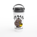 I'm Saxy And I Know It, Saxophone Hippo - White 15oz Stainless Steel Travel Mug Mugs, White 15oz Stainless Steel Travel Mug Travel Mug animal Globally Fulfilled Music
