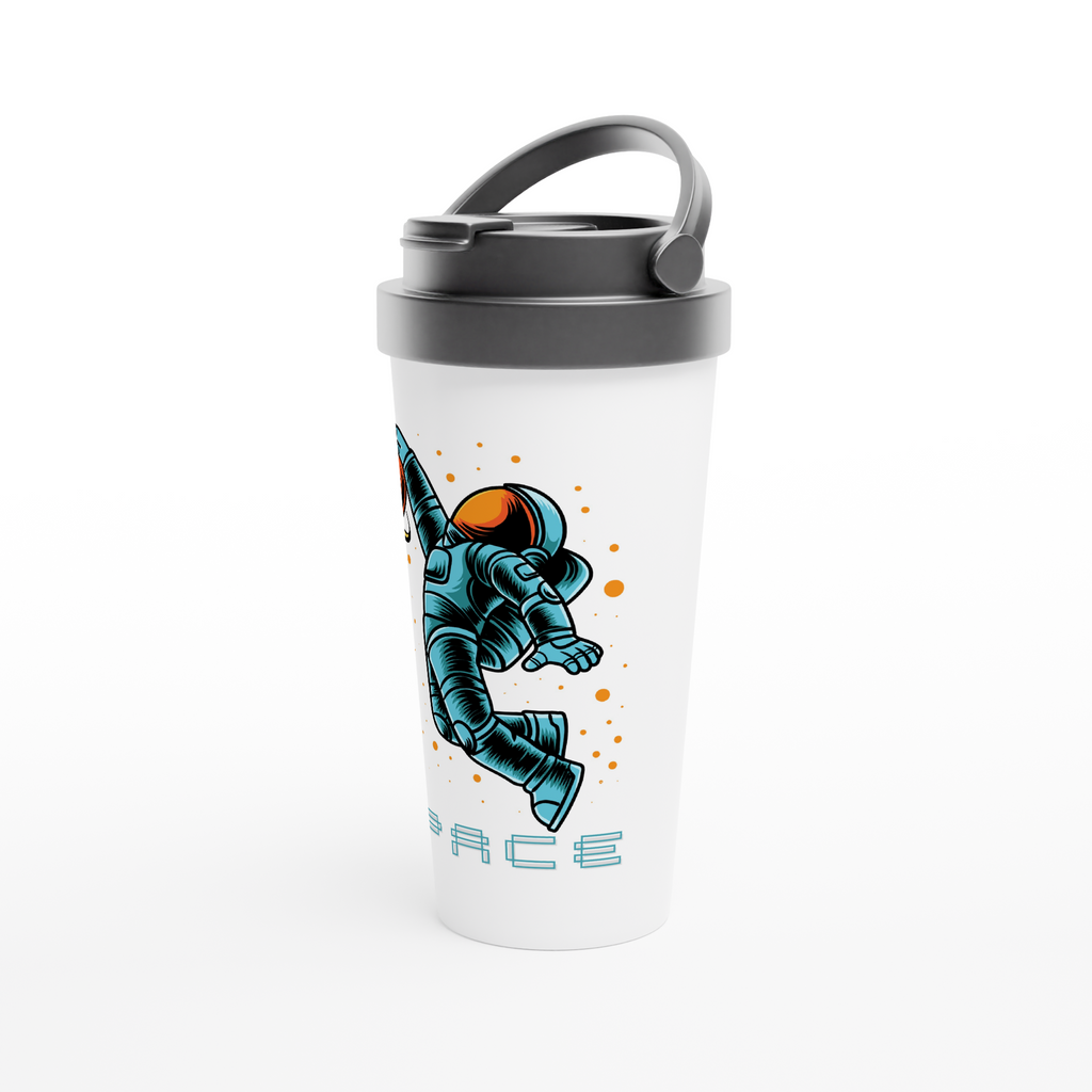 Astronaut Basketball - White 15oz Stainless Steel Travel Mug Travel Mug Globally Fulfilled Space