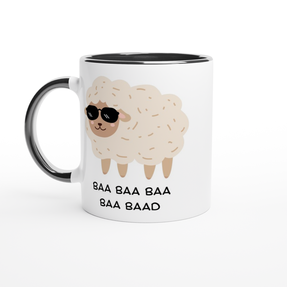 Baa Baa Baa Baa Baad - White 11oz Ceramic Mug with Colour Inside ceramic black Colour 11oz Mug animal Globally Fulfilled