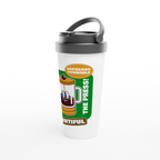 Brewtiful, Espresso Yourself - White 15oz Stainless Steel Travel Mug Travel Mug Coffee Globally Fulfilled