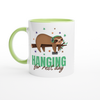 Hanging For Rest Day - White 11oz Ceramic Mug with Colour Inside ceramic green Colour 11oz Mug animal Fitness Globally Fulfilled