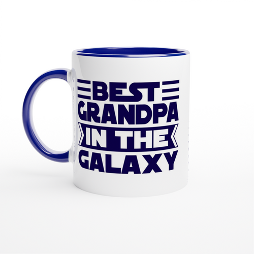 Best Grandpa In The Galaxy - White 11oz Ceramic Mug with Colour Inside Colour 11oz Mug Dad Globally Fulfilled